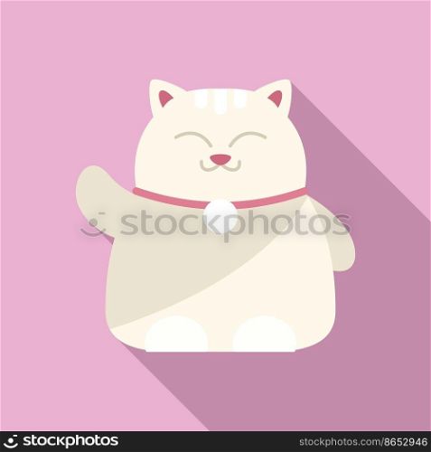 Asia lucky cat icon flat vector. Japan luck. Good rich. Asia lucky cat icon flat vector. Japan luck