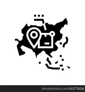 asia shipment tracking glyph icon vector. asia shipment tracking sign. isolated contour symbol black illustration. asia shipment tracking glyph icon vector illustration