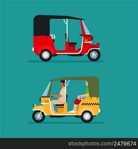 Asian auto rickshaw or baby taxi vector transport. Asian auto rickshaw taxi