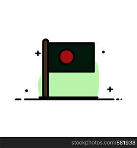 Asian, Bangla, Bangladesh, Country, Flag Business Flat Line Filled Icon Vector Banner Template