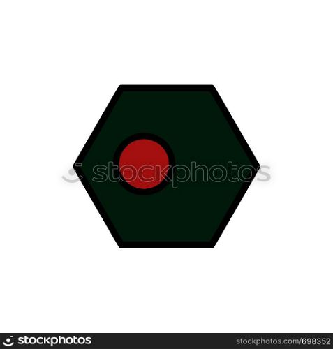 Asian, Bangla, Bangladesh, Country, Flag Flat Color Icon. Vector icon banner Template
