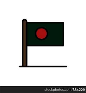 Asian, Bangla, Bangladesh, Country, Flag Flat Color Icon. Vector icon banner Template