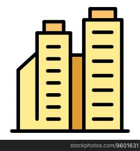 Asian building icon outline vector. City skyline. Flag hotel color flat. Asian building icon vector flat
