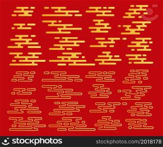 Asian Chinese clouds set. Traditional oriental asian flat design elements. Vector illustration. Asian Chinese clouds set. Traditional oriental asian flat design elements. Vector