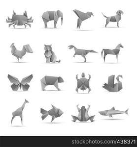 Asian creative origami animals vector collection. Animal geometric toy papers illustration. Asian creative origami animals vector collection