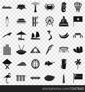 Asian culture icons set. Simple style of 36 asian culture vector icons for web for any design. Asian culture icons set, simple style