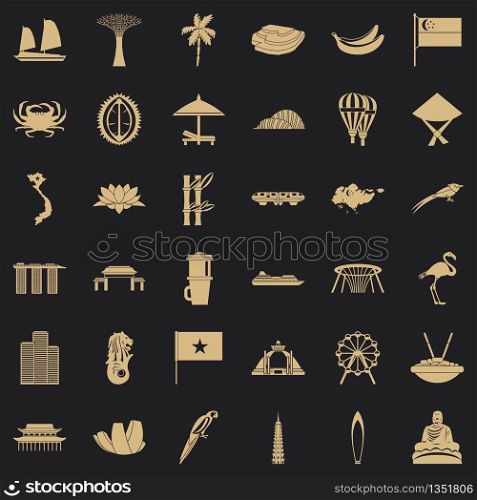 Asian culture icons set. Simple style of 36 asian culture vector icons for web for any design. Asian culture icons set, simple style