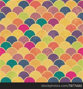 Asian fish scale retro pattern. Colorful, grunge and seamless. Grunge effects can be easily removed.