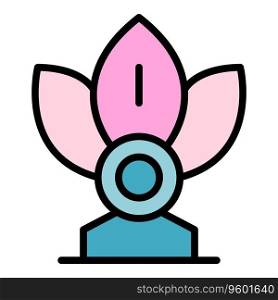 Asian flower icon outline vector. City landmark. Asia travel color flat. Asian flower icon vector flat