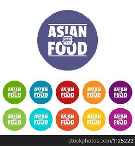 Asian food icons color set vector for any web design on white background. Asian food icons set vector color