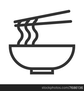 Asian food in plate with chopsticks noodles, spices. Simple food icon in trendy line style isolated on white background for web apps and mobile concept. Vector Illustration. EPS10. Asian food in plate with chopsticks noodles, spices. Simple food icon in trendy line style isolated on white background for web apps and mobile concept. Vector Illustration