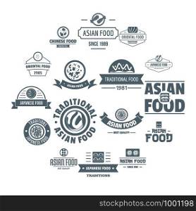Asian food logo icons set. Simple illustration of 16 asian food logo vector icons for web. Asian food logo icons set, simple style
