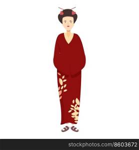 Asian geisha icon cartoon vector. Female girl. Sakura style. Asian geisha icon cartoon vector. Female girl