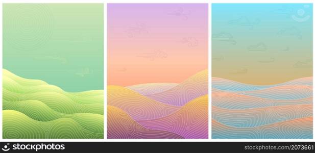 Asian gradient background. Blue abstract waves. Simple art shapes, geometric line japanese posters. Modern minimal recent vector covers. Illustration application smartphone creative simple gradient. Asian gradient background. Blue abstract elegant waves. Simple art shapes, geometric line japanese posters. Modern minimal recent vector covers