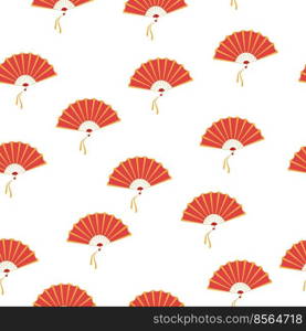 Asian hand fan. Traditional fan seamless pattern isolated on white background, paper folding pattern of fans.. Asian hand fan. Traditional fan seamless pattern isolated on white background, paper folding pattern of fans