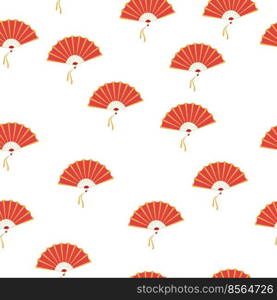 Asian hand fan. Traditional fan seamless pattern isolated on white background, paper folding pattern of fans.. Asian hand fan. Traditional fan seamless pattern isolated on white background, paper folding pattern of fans