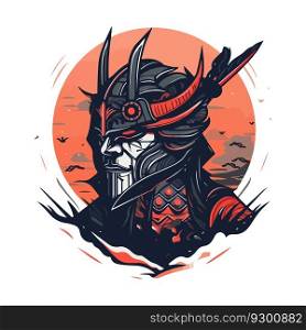 Asian Japanese samurai warrior esport gaming vector mascot logo template.. Asian Japanese samurai warrior esport gaming vector mascot logo template