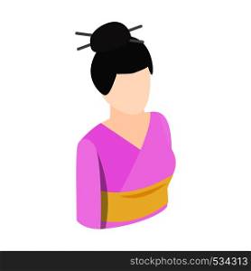 Asian kimono woman icon in isometric 3d style on a white background. Asian kimono woman icon, isometric 3d style