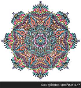 Asian mandala vector meditation. Abstract paisley design print. Mandala doodle art. Medallion ethnic boho design