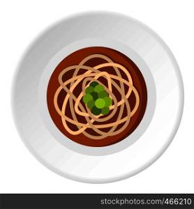 Asian noodles icon in flat circle isolated on white background vector illustration for web. Asian noodles icon circle