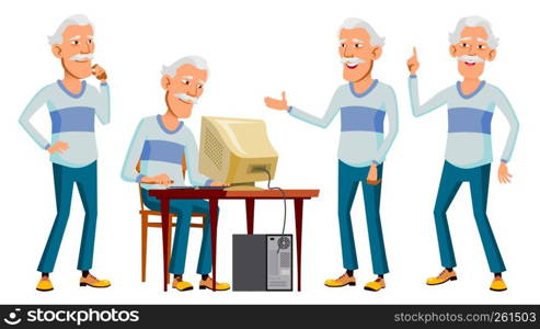 Asian Old Man Set Vector. Elderly People. Senior Person. Aged. Active Grandparent. Joy. Presentation, Print, Invitation Design Isolated Illustration. Asian Old Man Set Vector. Elderly People. Senior Person. Aged. Active Grandparent. Joy. Presentation, Print, Invitation Design. Isolated Cartoon Illustration