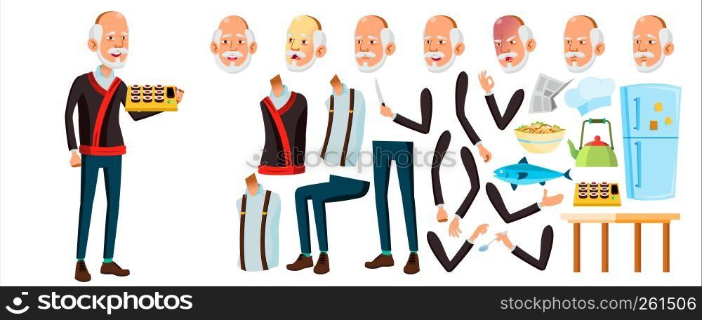 Asian Old Man Vector. Senior Person Portrait. Elderly People. Aged. Animation Creation Set. Face Emotions, Gestures. Funny Pensioner. Leisure. Cover Design Animated Isolated Illustration. Asian Old Man Vector. Senior Person Portrait. Elderly People. Aged. Animation Creation Set. Face Emotions, Gestures. Funny Pensioner. Leisure. Cover Design. Animated. Isolated Cartoon Illustration