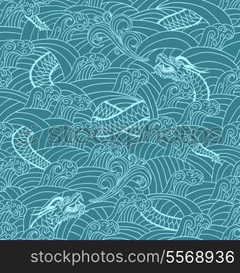 Asian pattern with dragon background vector illustration