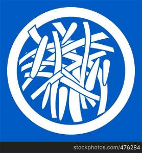 Asian salad icon white isolated on blue background vector illustration. Asian salad icon white