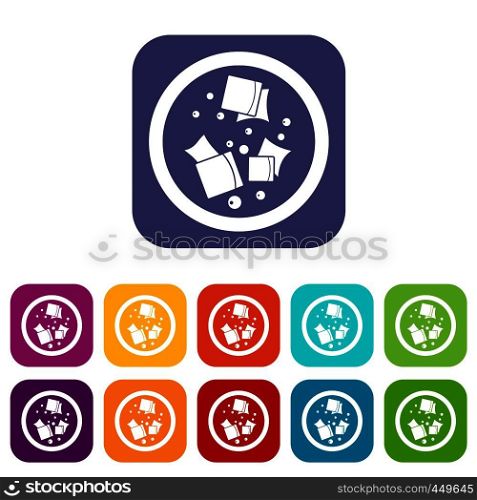 Asian sauce icons set vector illustration in flat style In colors red, blue, green and other. Asian sauce icons set flat