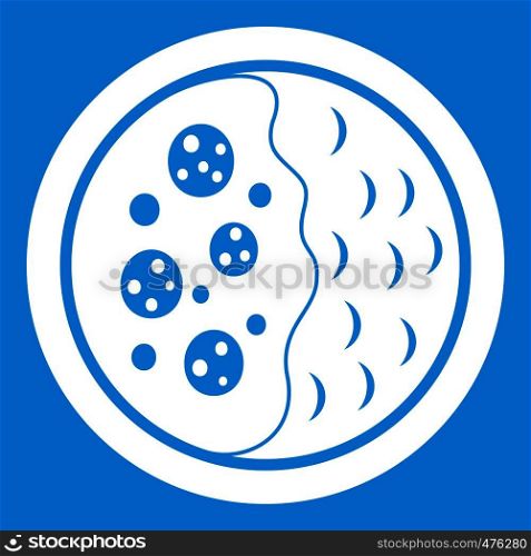 Asian soup icon white isolated on blue background vector illustration. Asian soup icon white