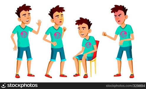 Asian Teen Boy Poses Set Vector. Adult People. Casual. For Advertisement, Greeting, Announcement Design. Cartoon Illustration. Asian Teen Boy Poses Set Vector. Adult People. Casual. For Advertisement, Greeting, Announcement Design. Isolated Cartoon Illustration