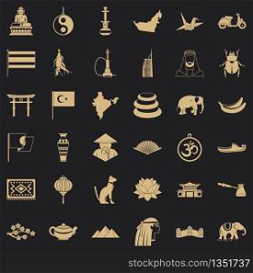 Asian things icons set. Simple style of 36 asian things vector icons for web for any design. Asian things icons set, simple style