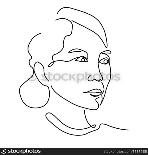 Asian woman face isolated sketch portrait or avatar, outline art vector. One line drawing or lineart, Chinese or Japanese, Korean girl profile. Female character isolated icon, human features. Linear portrait, asian woman profile, isolated sketch