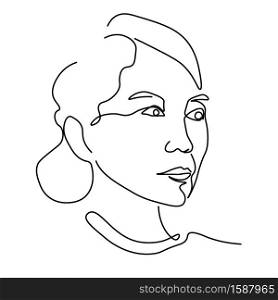 Asian woman face isolated sketch portrait or avatar, outline art vector. One line drawing or lineart, Chinese or Japanese, Korean girl profile. Female character isolated icon, human features. Linear portrait, asian woman profile, isolated sketch