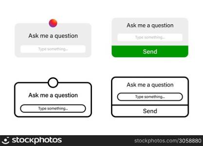 Ask me a question web banner. Vector isolated collection of frames. Web application interface frame. Stock vector. EPS 10