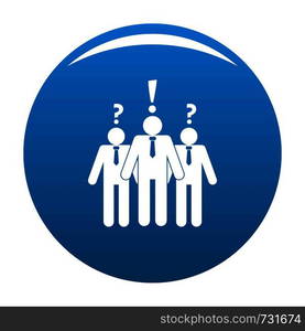 Asking teamwork icon. Simple illustration of asking teamwork vector icon for any design blue. Asking teamwork icon vector blue