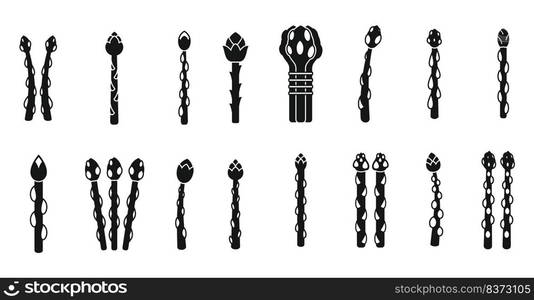 Asparagus icons set simple vector. Cook food. Vegetable diet. Asparagus icons set simple vector. Cook food