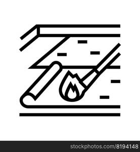 asphalt bitumen roof mounting line icon vector. asphalt bitumen roof mounting sign. isolated contour symbol black illustration. asphalt bitumen roof mounting line icon vector illustration