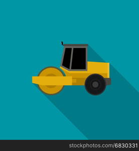 Asphalt compactor flat icon.. Asphalt compactor in flat style. Vector icon of road roller compactor.