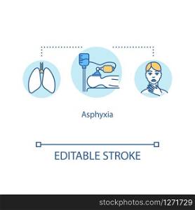 Asphyxia, oxygen deprivation concept icon. Suffocation, disambiguation, respiratory distress syndrome idea thin line illustration. Vector isolated outline RGB color drawing. Editable stroke