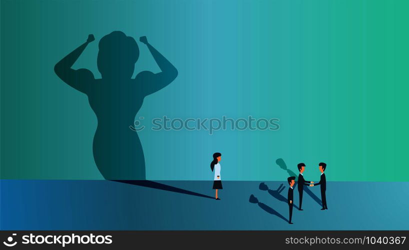 Aspiration career creative motivation ordinary super shadow. Woman potential superhero business concept vector. Success achievement growth challenge illustration. Female target office dream work idea