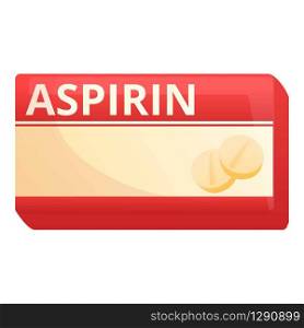 Aspirin package icon. Cartoon of aspirin package vector icon for web design isolated on white background. Aspirin package icon, cartoon style