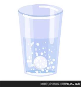 Aspirine water glass icon cartoon vector. Flu virus. Ill patient. Aspirine water glass icon cartoon vector. Flu virus