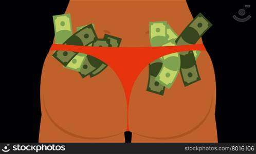 Ass strippers. Booty women in shorts and money. Many of cash dollars in shorts. Suntanned girl.&#xA;