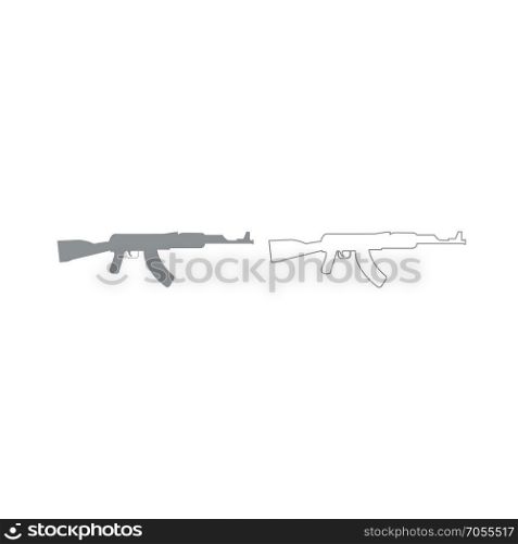 Assault rifle grey set icon .