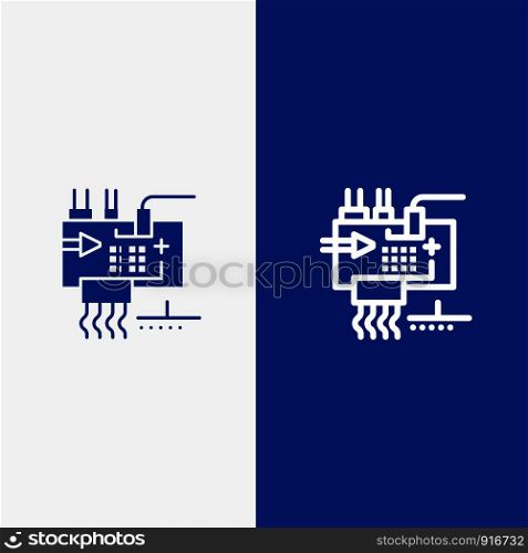 Assemble, Customize, Electronics, Engineering, Parts Line and Glyph Solid icon Blue banner Line and Glyph Solid icon Blue banner