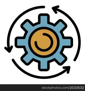 Assembly gear wheel icon. Outline assembly gear wheel vector icon color flat isolated. Assembly gear wheel icon color outline vector