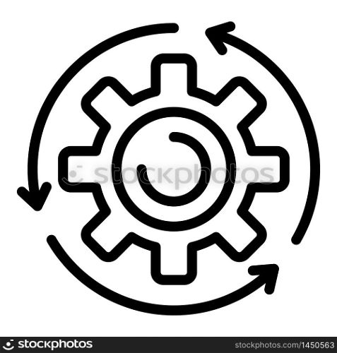 Assembly gear wheel icon. Outline assembly gear wheel vector icon for web design isolated on white background. Assembly gear wheel icon, outline style