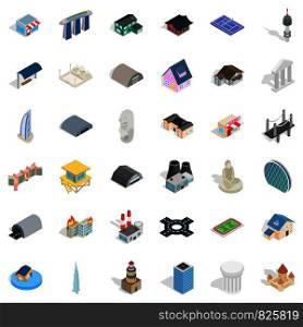 Assembly icons set. Isometric style of 36 assembly vector icons for web isolated on white background. Assembly icons set, isometric style