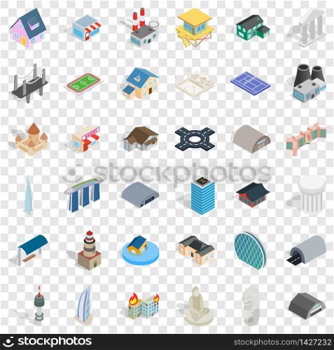 Assembly icons set. Isometric style of 36 assembly vector icons for web for any design. Assembly icons set, isometric style